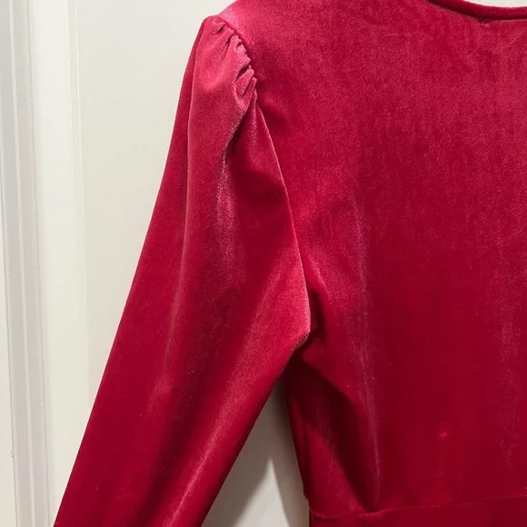 Cider Velvet V-Neck Mini Dress Long Sleeve Pink Size XS - Picture 10 of 11